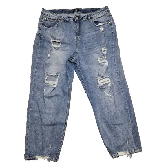 I&M Black Label Jeans Womens Sz 20 Plus I & M Denim Blue Stretch Distressed Pant - Picture 16 of 16